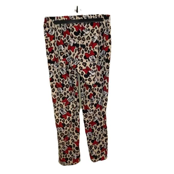 Disney Minnie Mouse Fleece Red Tan & Black Pajama Pants  Size Large - Picture 2 of 7